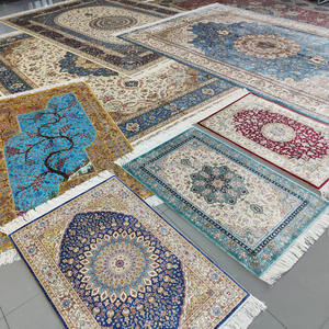 Tapis persans traditionnels bleus décoratifs 4x6, tapis en soie, tapis oriental, fait main, noué à la main, décoration <span class=keywords><strong>de</strong></span> sol à vendre - Product Image 6