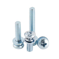 Vis de machine à tête hexagonale combinée en trois parties, en acier inoxydable nickelé, M2 M3 M4 M5 M6, vis SEMS à tête cylindrique avec embase cruciforme
