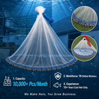 Épuisette professionnelle nouée à la main à forte densité de mailles, filet de pêche monofilament robuste à mailles de 3/8 pouce pour l'attraction des poissons en eau profonde