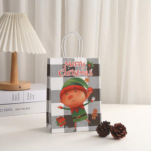 Bolsa de Regalo de Papel Kraft con Estampado de Muñeco de Nieve Navideño, Tipo Tote, Resistente al Agua, a los Golpes y al Polvo, Color y Tamaño Personalizables, Venta al Por Mayor - Product Image 5