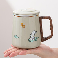 Tabbit – passoire à thé en céramique de couleur grise avec infuseur et couvercle, service à thé en porcelaine avec filtre