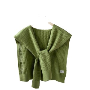 Châle tricoté uni unisexe, petit, à nouer, pour le printemps, la protection du cou en bureau ou en pièce climatisée, et comme accessoire décoratif. - Product Image 5
