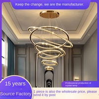 Lustre long et luxueux de style Zhongshan pour escalier, idéal pour les duplex, les salons, les villas et les appartements