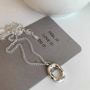 S925 Sterling Silver Irregular <b>Ring</b> Pendant <b>Necklace</b> Minimalist Clavicle Chain For Women Everyday Wear - Product Image 1