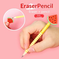 Emballage Individuel Crayon en Bois HB Dessin Animé Mine Noire Gomme Multicolore Papeterie Créative Mignonne pour Maternelle et Primaire