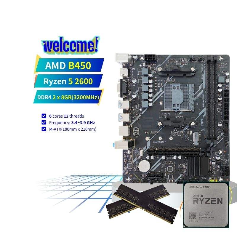 Motherboard Ryzen 2600 Cpu AMD Ryzen 2600 CPU With Gigabyte GA