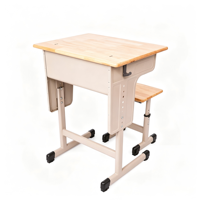Bureau d'étude en bois avec couvercle rabattable pour étudiants, enfants d'âge scolaire, mobilier de classe, bureau et chaise individuels pour l'école primaire