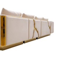 Canapé d'angle modulaire de luxe italien haut de gamme, style designer, canapé rivière, pour villa, salon de luxe, canapé en métal et tissu pour la maison