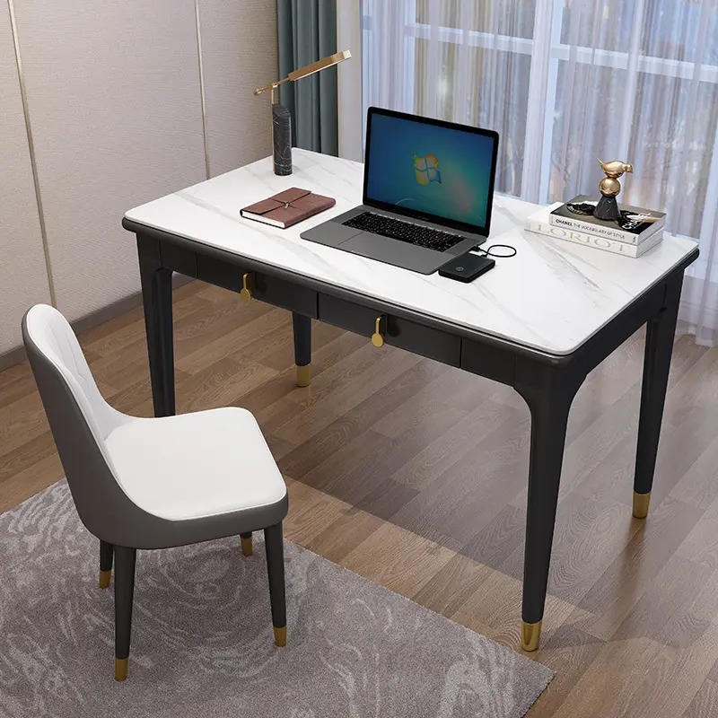 Scrivania di lusso scrivania per computer tavolo da tavolo grande scrivania moderna semplice in marmo con cassetti