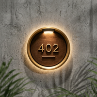 Plaque de numéro de chambre en métal doré/bronze électroplaqué sur mesure, étanche, anti-broderie, garantie 2 ans pour hôtel