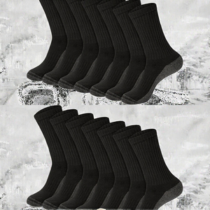 Chaussettes de sport athlétiques pour hommes en coton côtelé noir uni avec logo personnalisé OEM ODM, semelle coussinée, fabrication directe - Product Image 3