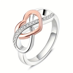Anello con Design a Cuore Aperto e Infinito, Bicolore, per Donne - Product Image 5