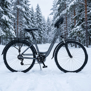 Bicicletta da Turismo KEYO 700C in Alluminio a 24 Velocità con Freni a Disco, Manubrio a Farfalla e Portapacchi Anteriore e Posteriore per Adulti - Product Image 2