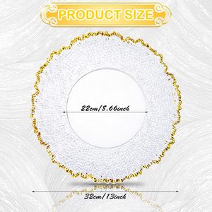 Assiette de présentation moderne en acrylique transparent doré, écologique, 13 pouces, peinte à la main, pour mariages et événements - Product Image 2