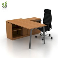 Bureau exécutif IULTRA avec gestion intelligente des câbles Haut-parleur de table PDG de luxe en forme de L moderne et durable-pour le bureau
