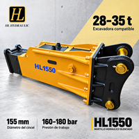 Marteau hydraulique de démolition de type boîte HL1550 SB121 pour briser la roche, pour excavatrices de 28-35 tonnes SK290 SY305, burin de 155 mm, certifié CE
