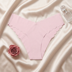Wholesale Women <b>Seamless</b> Bikini Panty Scalloped Wave Edge Ice Silk Invisible Low Rise Sports Ladies Underwear - Product Image 4