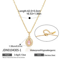Kalung Liontin Batu Oval Vintage SongYi untuk Wanita, Rantai Tautan Mungil Berhiaskan Kristal Berkilau, Perhiasan Fashion