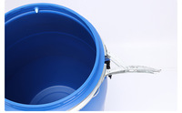 Fût en plastique HDPE bleu de 60 L à ouverture large avec couvercle à anneau de verrouillage pour le stockage de produits chimiques (liquides/solides)