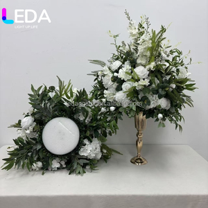 LEDA Wedding Excellent High Quality 60Cm White <b>Silk</b> <b>Flowers</b> With Green Leaf Handmade Classa Quality <b>Flower</b> Ball - Product Image 2