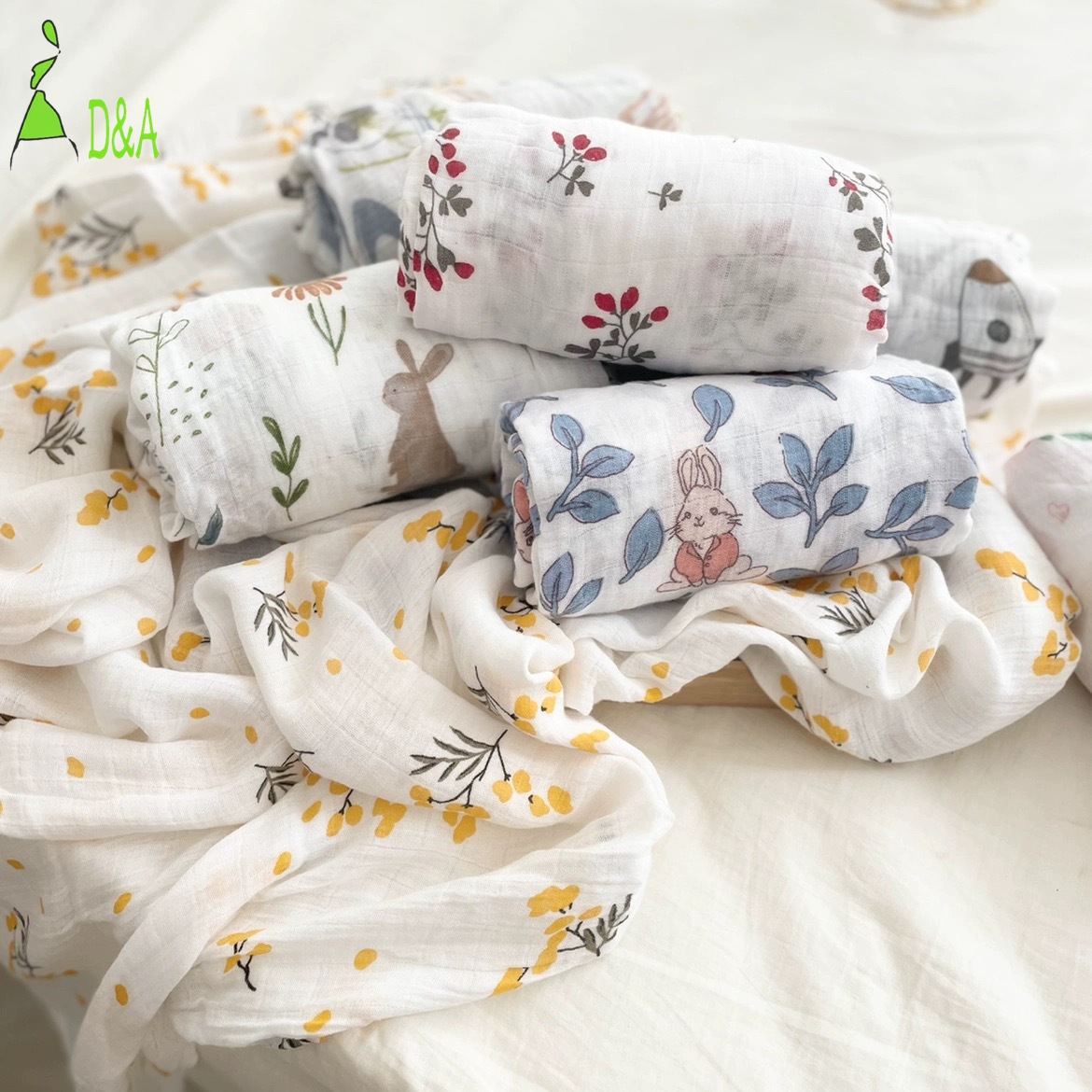 ORANGLES Hot Selling Double Bamboo Fiber Gauze Baby Blanket & Towel – Soft 100% Cotton Infant Fabric for Summer, Pajamas & Baby Essentials - detailed closeup view - Image 3 of 4 | great for travel | Texas | Free Shipping ORANGLES