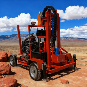小型ロックバスターR100ディーゼル式タイヤマウントポータブル水井戸掘削リグエンジンポンプモーターMax.300m掘削深さ - Product Image 4