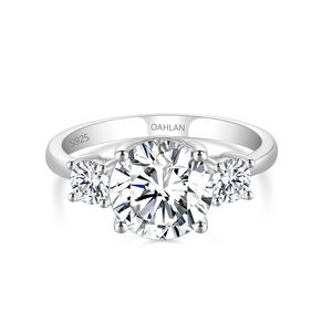 OAHLAN Fine Jewelry 2ct Corte Redondo VVS1 D Cor 925 Sterling Silver Noivado Moissanite Anel <span class=keywords><strong>Promise</strong></span> Wedding Band para As Mulheres - Product Image 2