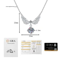 S925 Sterling Silver Élégant Gracieux Ailes D'ange Clavicule Chaîne Un Carat Moissanite Collier Produit En Gros