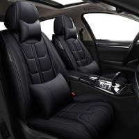 Housses de siège avant, protecteurs de siège de voiture en tissu respirant et en cuir, compatibles avec la plupart des camionnettes SUV berlines, noir