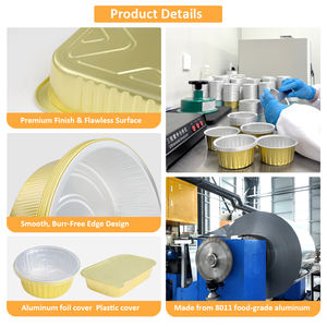 Boîte à lunch en aluminium doré rectangulaire jetable de qualité alimentaire épaisse de 580 ml pour <span class=keywords><strong>barbecue</strong></span> à emporter pour restaurant - Product Image 3