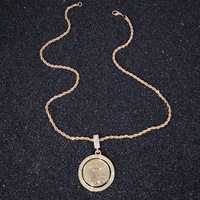 MC5-5-514 Collier pendentif dollar plaqué or, style hip-hop, avec cristaux glacés, pour homme, idéal pour cadeau ou soirée, nouvelle collection de bijoux