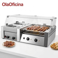 Grill électrique à hot-dogs à 11 rouleaux avec pot de cuisson Oden intégré, machine de cuisson commerciale en acier inoxydable pour saucisses et Oden