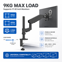 Bras de moniteur à mouvement complet, ressort mécanique simple, réglable en hauteur, fixation par pince de bureau pour écran LED/LCD de 17 à 32 pouces