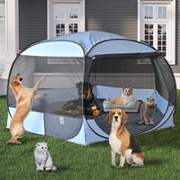 Nichoir pour chien de style Gabby sans assemblage, cage de jeu pour chat, tente pour animaux de compagnie, abri solaire, lit pour chien extérieur anti-insectes avec fond imperméable