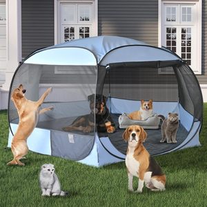 Nichoir pour chien de style <span class=keywords><strong>Gabby</strong></span> sans assemblage, cage de jeu pour <span class=keywords><strong>chat</strong></span>, tente pour animaux de compagnie, abri solaire, lit pour chien extérieur anti-insectes avec fond imperméable - Product Image 4