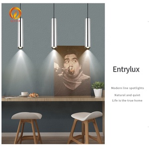 北欧ペンダントライトロングチューブアルミニウムブラックハンギングキッチンライト長さ調節可能なホームホテルホール照明ランプ - Product Image 2