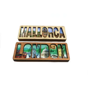 customized fridge magnet wooden manufacturer maker souvenir tourism collection custom logo 3d double layers letter fridge magnet