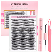 Extensions de cils DIY en gros, cils naturels 30D 40D 50D, cils en grappes, logo personnalisé, bande de scellage, kit de cils en grappes, fournisseur