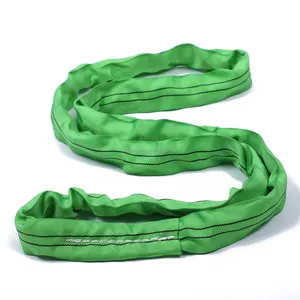 中国工厂100% 聚酯2吨绿色圆形批发起重织带吊索