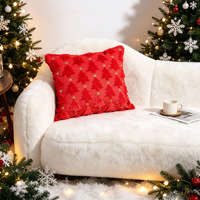 Housse de coussin de Noël 2026, motif sapin touffeté, brodée, pour canapé, vente en gros usine CLTF 45x45cm