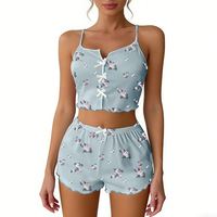 Vêtements de maison pour femmes avec short imprimé fleuri et dos nu, décontractés et pouvant être portés comme pyjamas pour femmes, vêtements de nuit pour femmes
