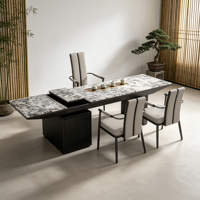 Ensemble de table à thé en pierre frittée avec panneau latéral extensible et chaises pour bureau, villa, hôtel – Vente en gros OEM ODM