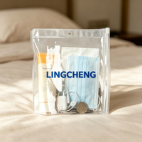Sacs d'emballage en plastique imperméables personnalisés en gros avec logo imprimé, pochette transparente en PVC avec fermeture éclair coulissante et trou de suspension