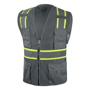 Pockets Jackets Customize Logo Mesh Safety Vest Hi Vis Protective Workwear Multi Pockets Vest Safety Jackets Reflective Work Reflective Clothing