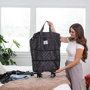 Grand <span class=keywords><strong>sac</strong></span> <span class=keywords><strong>de</strong></span> sport pliable et imperméable pour femmes personnalisé <span class=keywords><strong>sac</strong></span> <span class=keywords><strong>de</strong></span> voyage extensible pour le fitness le week-end à roulettes bagage à roulettes - Product Image 6