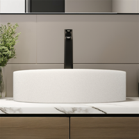 Mohom Évier de cuisine et de salle de bain rond en béton de couleur unie personnalisé de petite taille pour espaces modernes
