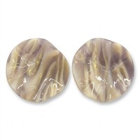 Boucles d'oreilles clous surdimensionnées en acrylique, grandes plaques irrégulières ondulées, en résine dorée marbrée, bijoux d'été pour la plage, vente en gros