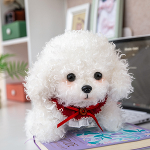 Peluche personalizzato a forma di cucciolo di <span class=keywords><strong>barboncino</strong></span> bianco con bavaglino in pizzo, disponibile in tre misure, per venditori online e negozi di articoli <span class=keywords><strong>da</strong></span> regalo. - Product Image 5