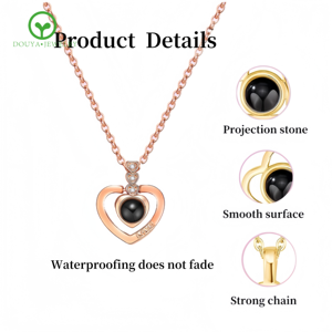 Collar de memoria personalizado amor corazón mariposa Cruz colgante de acero inoxidable <span class=keywords><strong>te</strong></span> <span class=keywords><strong>amo</strong></span> collar 100 <span class=keywords><strong>idiomas</strong></span> collar de proyección - Product Image 2