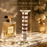 Support de bougie en cristal géométrique empilable, bloc carré, colonne, base à facettes, coupelle à bougie, décoration d'intérieur